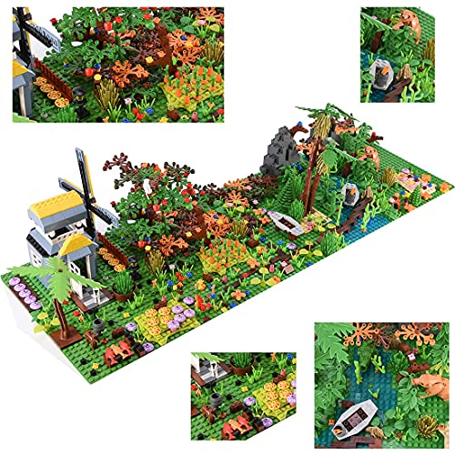 1018 piezas de exuberante escena de selva tropical con accesorios ricos, juguete de construcción de aventuras creativas en la jungla con animales, plantas, flores y placas base, compatible con Lego