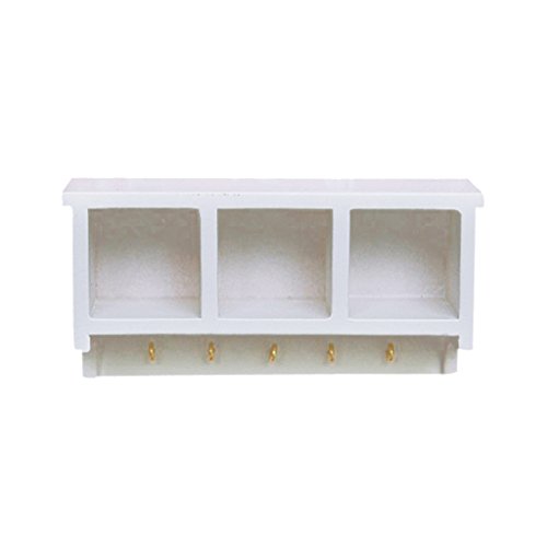 1/12 Dollhouse Mínimo Estante De Pared Aparador De Cocina De Madera Blanco