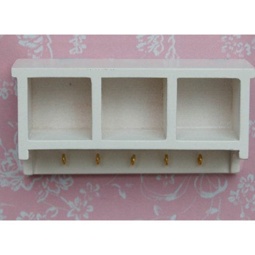 1/12 Dollhouse Mínimo Estante De Pared Aparador De Cocina De Madera Blanco