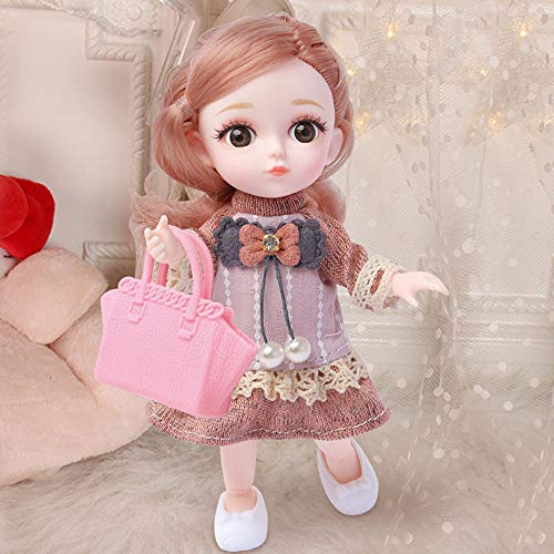 1/12 Princesa Muñeca BDJ Juguete Niña Cabello De Ojos Brillantes Hermoso Vestido Juntas Flexibles Jugar A La Casa Cumpleaños Regalo 16CM,A