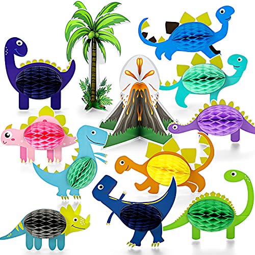 12 Centros de Mesa de Fiesta de Dinosaurio Decoraciones Lindas de Mesa de Dinosaurios Adorno de Centro de Mesa de Dinosaurio 3D de Panal para Baby Shower Suministro de Fiesta de Cumpleaños