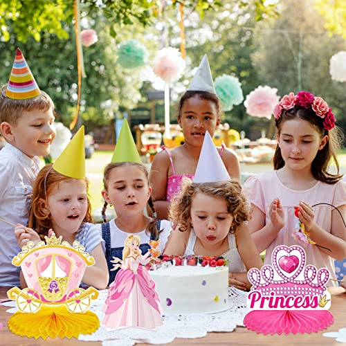 12 Decoraciones de Fiesta de Princesa incluyen 4 Centros de Mesa de Princesa y 8 Centro