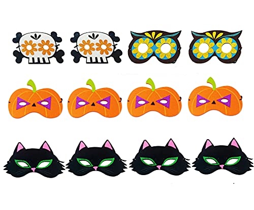 12 máscaras de fieltro, espíritu de calabaza, bruja, para Halloween, fiestas de Halloween, para adultos y niños