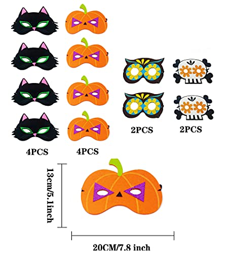 12 máscaras de fieltro, espíritu de calabaza, bruja, para Halloween, fiestas de Halloween, para adultos y niños