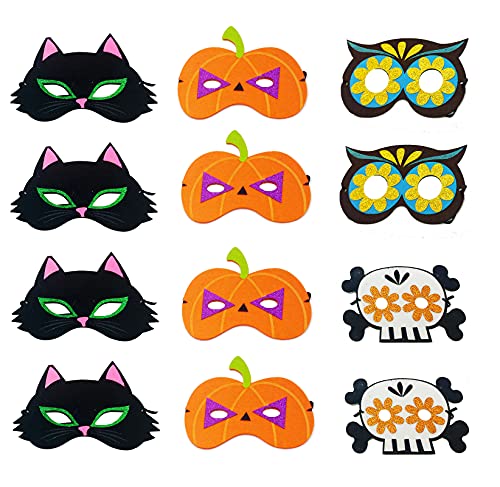 12 máscaras de fieltro, espíritu de calabaza, bruja, para Halloween, fiestas de Halloween, para adultos y niños