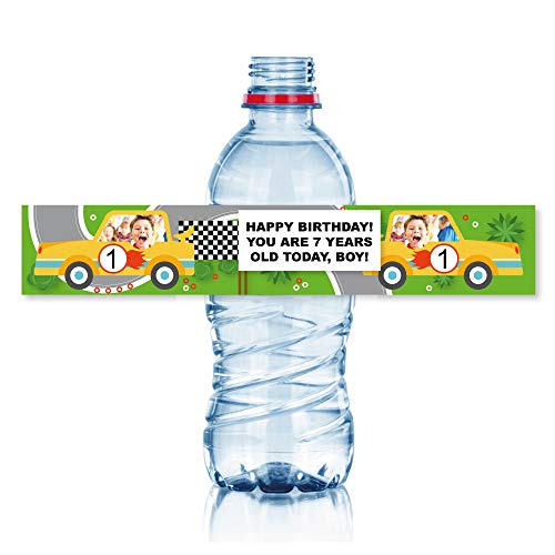 15 Etiquetas personalizadas para fiestas y cumpleaños: modelo CARS. Tamaño botellas de agua 33 cl.