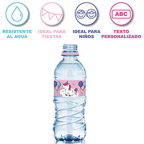 15 Etiquetas personalizadas para fiestas y cumpleaños. Tamaño botellas de agua 33 cl.