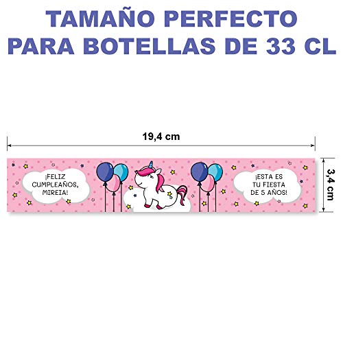 15 Etiquetas personalizadas para fiestas y cumpleaños. Tamaño botellas de agua 33 cl.