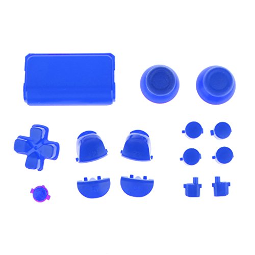 2 x Botones de Repuesto L1 R1 L2 R2 Thumbsticks Dpad Joystick Botón Completo Kit de Modificación para Sony Controlador PS4 DualShock 4 Azul + Rojo