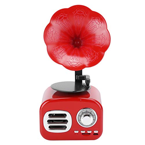 214 Mini Altavoz Bluetooth, Altavoz Bluetooth con fonógrafo Retro Vintage portátil con Sonido estéreo Envolvente, decoración del hogar con Forma de gramófono de Estilo clásico(Rojo)