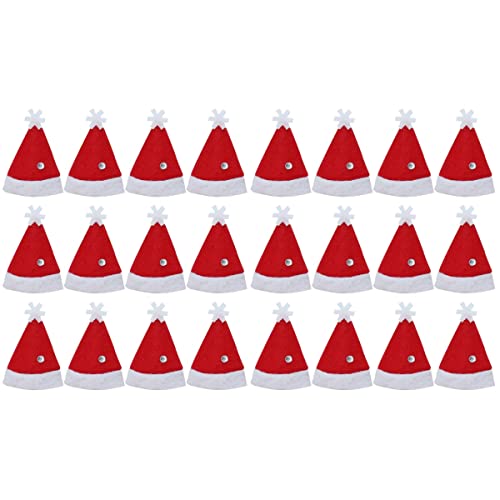 24 unids Mini Navidad Caps Lollipop Sombreros Decors No Tejidos Candy Embalaje Sombreros Suministros de Navidad para la tienda del hogar