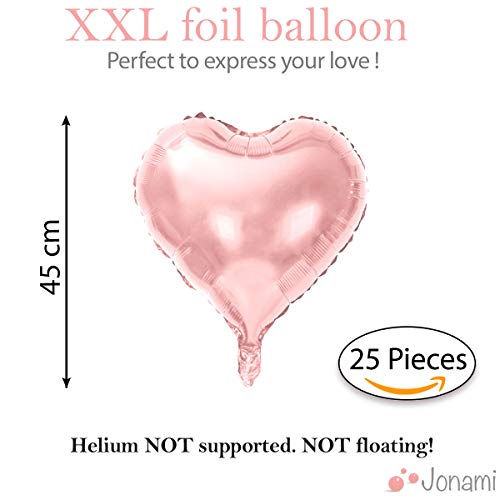 25 Globos Corazón Oro Rosa Dorado Helio o Aire Rosegold Decoración Romantica para el Día de San Valentín Bodas Nupcial Aniversario y Compromiso