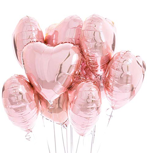 25 Globos Corazón Oro Rosa Dorado Helio o Aire Rosegold Decoración Romantica para el Día de San Valentín Bodas Nupcial Aniversario y Compromiso