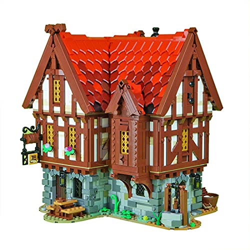 2951 piezas modulares de construcción de viviendas, MOC-72838, edificio de modelo de taberna medieval, compatible con Lego 21325 herrero medieval