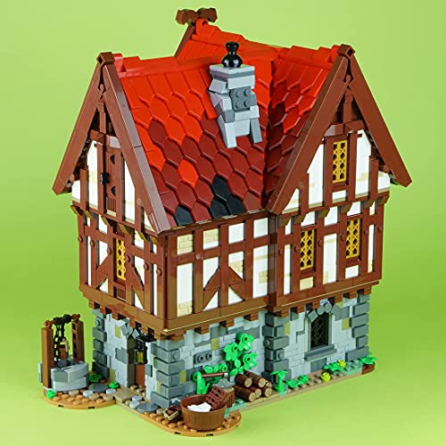 2951 piezas modulares de construcción de viviendas, MOC-72838, edificio de modelo de taberna medieval, compatible con Lego 21325 herrero medieval