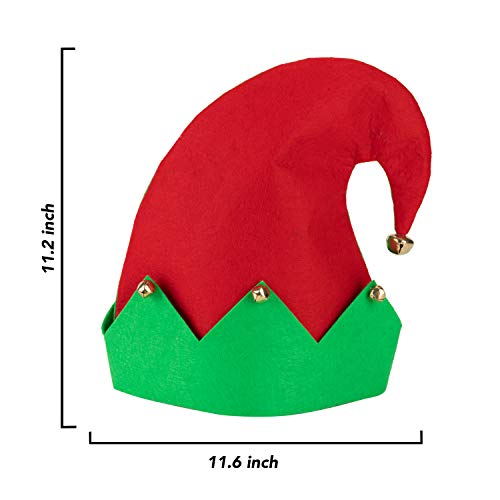 3 Packs Christmas Elf Felt Hat Christmas Holiday Party Hats Featuring One Size fits Most Unisex Hats for Jingle Bells Kids, Teens, Adults Green