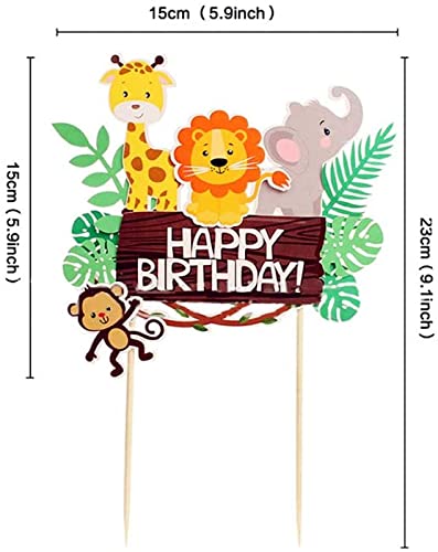 36 piezas de decoración para tartas de la selva, 1 pieza de animales de la jungla, con 35 tapas de pastel de animales para niños y niñas