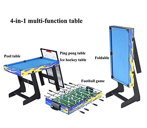 4-en-1 Mesa de Billar Plegable multifunción Mesa de Ping-Pong Mesa de Hockey sobre Hielo Mesa Juego de Mesa de futbolín para niños y Adultos