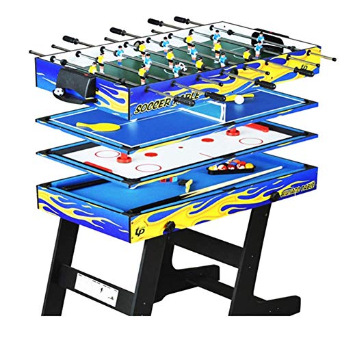 4-en-1 Mesa de Billar Plegable multifunción Mesa de Ping-Pong Mesa de Hockey sobre Hielo Mesa Juego de Mesa de futbolín para niños y Adultos