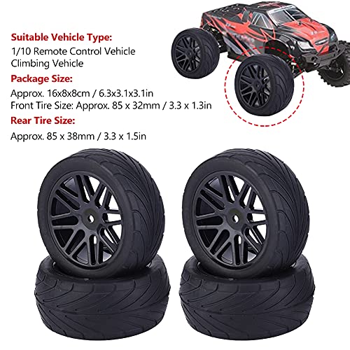 4 Piezas de Ruedas Todoterreno, 1/10 85 mm Universal RC Car Crawler Wheels Control Remoto RC Tyres(Negro)