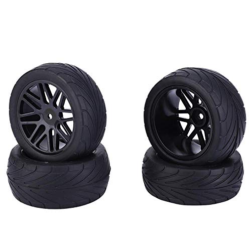 4 Piezas de Ruedas Todoterreno, 1/10 85 mm Universal RC Car Crawler Wheels Control Remoto RC Tyres(Negro)