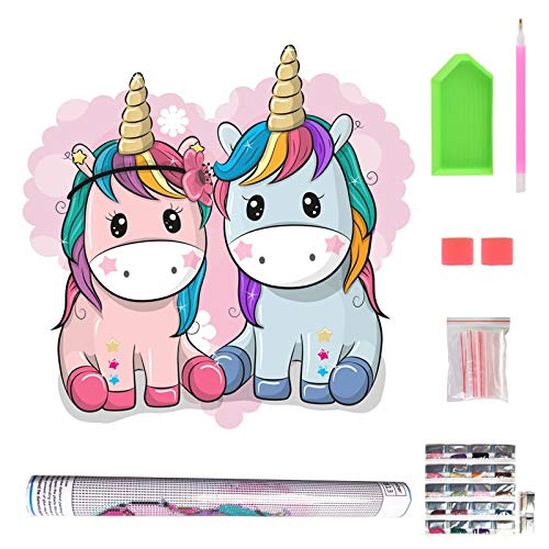 40 x 40cm Pintura con Diamantes Unicornio, DIY 5D Diamond Painting Kit Completo para Principiantes, Painting by Numbers, Diamond Art Kit para Adultos, Regalos para Niños, Pintura Decorativa.