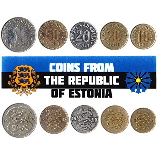 5 Monedas Diferentes - Moneda Extranjera De Estonia Antigua Y Coleccionable para Coleccionar Libros - Conjuntos Únicos De Dinero Mundial - Regalos para Coleccionistas