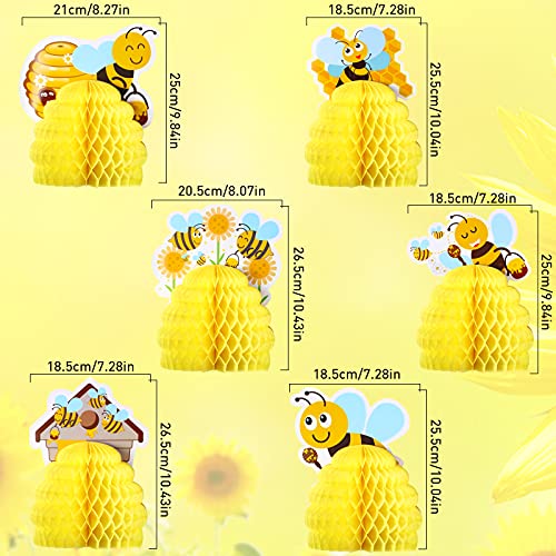 6 Centros de Mesa de Baby Shower de Abejorro Centro de Mesa de Panal de Abeja con Temática de Girasol Topper de Mesa de Papel de Panal de Abeja para Decoración Fiesta de Abejorros