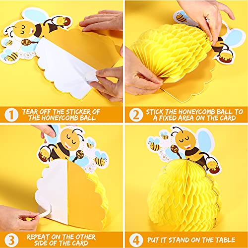 6 Centros de Mesa de Baby Shower de Abejorro Centro de Mesa de Panal de Abeja con Temática de Girasol Topper de Mesa de Papel de Panal de Abeja para Decoración Fiesta de Abejorros