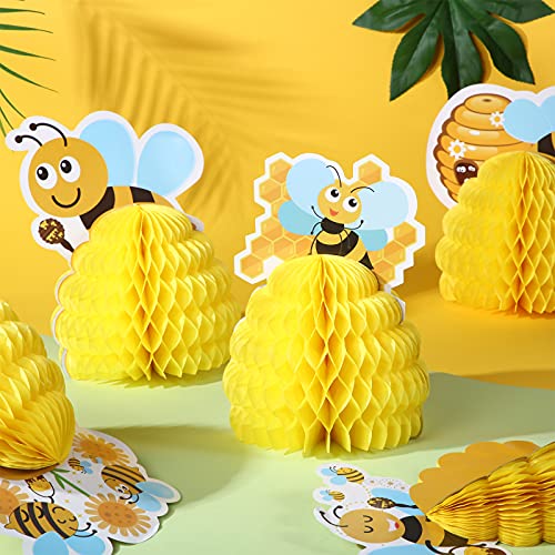 6 Centros de Mesa de Baby Shower de Abejorro Centro de Mesa de Panal de Abeja con Temática de Girasol Topper de Mesa de Papel de Panal de Abeja para Decoración Fiesta de Abejorros