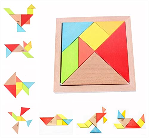 7 UNIDS Tangram Rompecabezas de Madera Puzzle Desarrollo Educativo Juguete de Los Niños