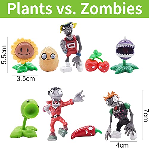 9 PCS Mini Juego de Figuras, Plantas de Contra Zombies Cake Topper Decoración Mini Juguetes Baby Shower Fiesta de Cumpleaños Pastel Decoración Suministros