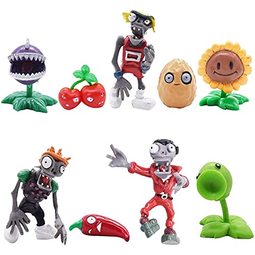 9 PCS Mini Juego de Figuras, Plantas de Contra Zombies Cake Topper Decoración Mini Juguetes Baby Shower Fiesta de Cumpleaños Pastel Decoración Suministros