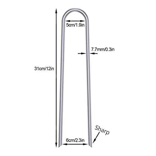 Abimars Anclajes para trampolín, anclajes para portería de fútbol, 30,5 cm, 8 mm, acero galvanizado resistente, anclajes en U, estacas para tienda de campaña