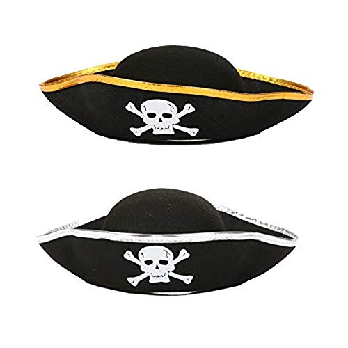 Accesorios de Disfraces de Piratas para Adultos y niños Carnaval, Cosplay y Halloween - un tamaño (2X Sombrero Pirata)