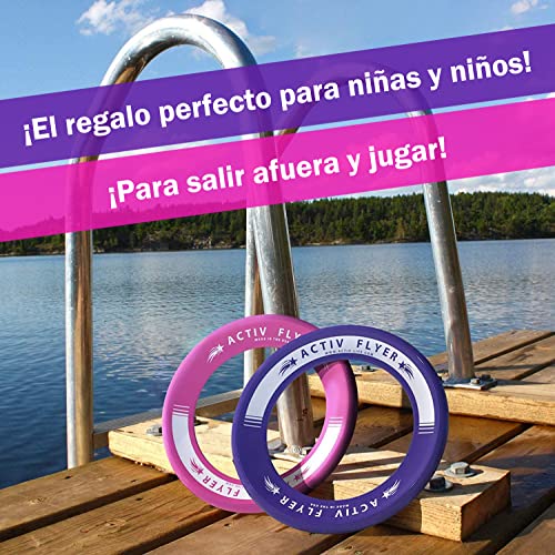 Activ Life Anillos voladores [Rosa/Lila]. Regalos de cumpleaños y de Navidad Divertidos. Ideas de Juguetes Originales de Exterior, Piscinas y Jardines para niñas, Mujeres, nietas, sobrinas, Madres.