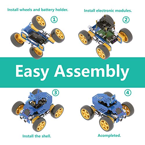 Adeept Kit de robot inteligente educativo 3 en 1 con pantalla OLED/transmisión de vídeo/OpenCV objetivo para Raspberry Pi 4/3 modelo B+/B Alter todo en uno