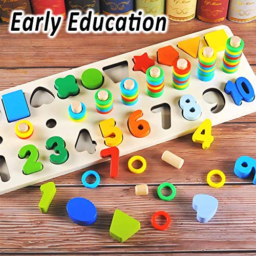 Afufu Juguetes Bebe 1 2 3 4 5 6 años Niños, Juegos de Madera Educativos Tablero de Conteo de Números de Apilamiento de Clasificación Matemática Aprendizaje de Juegos, Regalo de cumpleaños, Navidad