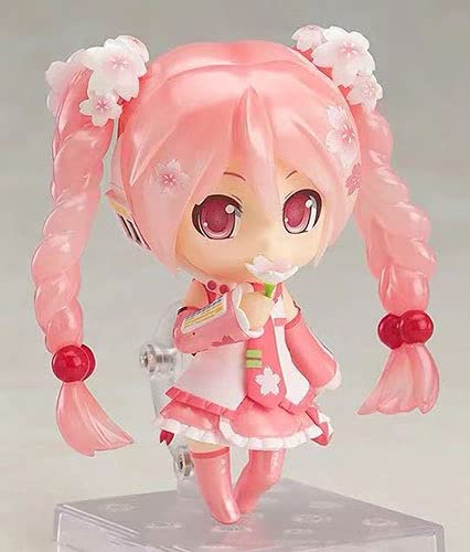 AGOOLZX Hatsune Miku Sakura Miku Q Versión Nendoroid Cara Intercambiable 10 Cm En Caja PVC Anime Juego De Dibujos Animados Personaje Modelo Estatua Figuras Juguete Coleccionables Decoraciones Regalos