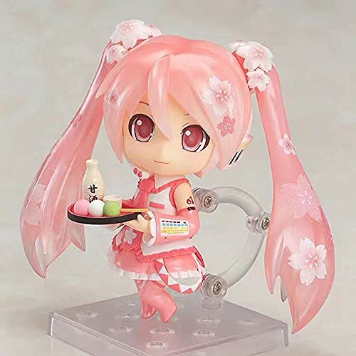 AGOOLZX Hatsune Miku Sakura Miku Q Versión Nendoroid Cara Intercambiable 10 Cm En Caja PVC Anime Juego De Dibujos Animados Personaje Modelo Estatua Figuras Juguete Coleccionables Decoraciones Regalos