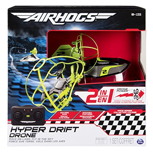 Air Hogs Drone Hyper Drift 2 en 1 para niños, capaz de carreras de alta velocidad y volar - azul