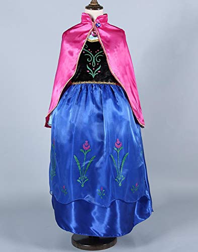 AIYIMEI Disfraz de Anna para Niña Vestido de Princesa Reina de Nieve Traje de Cumpleaños Fiesta Cumpleaños Halloween Carnaval Cosplay Navidad Vestido - Regalo de Cumpleaños para Ninas