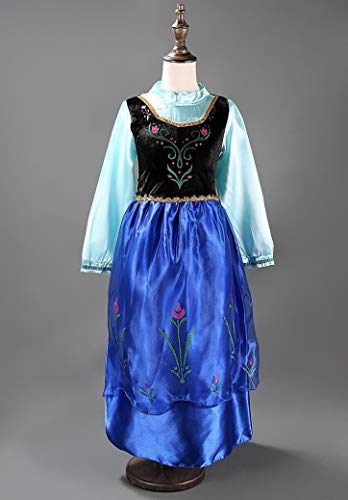 AIYIMEI Disfraz de Anna para Niña Vestido de Princesa Reina de Nieve Traje de Cumpleaños Fiesta Cumpleaños Halloween Carnaval Cosplay Navidad Vestido - Regalo de Cumpleaños para Ninas