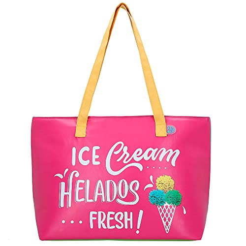 Aktive 80785 - Bolsa de playa, Bolsa térmica, cierre de cremallera, 58x34x17 cm, 30 litros, color fucsia, Bolso impermeable, Bolsa comida térmica, Bolsa porta alimentos, Aktive Cooler