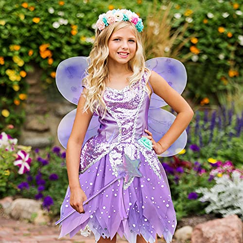 Alas de Mariposa, Vestido de tutú con alas de Mariposa, Disfraz de alas de Princesa de Hada púrpura para niñas, Fiesta de Disfraces, 3 Piezas