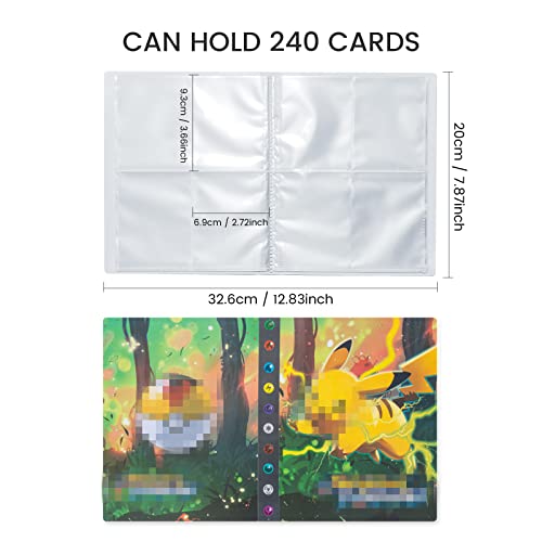 Álbum Titular de Tarjetas, Carpeta Pokemon Tarjetas, Album Protectora de Doble Cara de Tarjeta Pokemon, Libro de Cartas GX EX Colección, 30 páginas 240 Tarjetas Capacidad