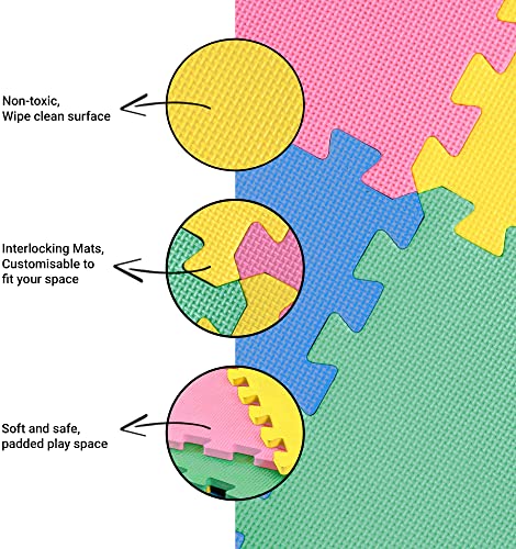 Alfombrillas de juego de espuma entrelazadas M.Y - Alfombrilla gruesa, multicolor, suave, de EVA para piso de bebé, rompecabezas