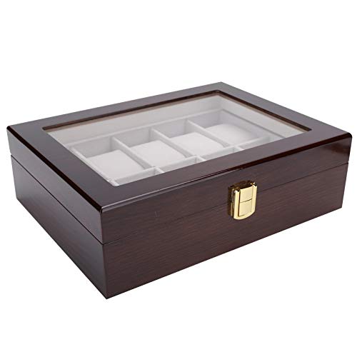 Alinory Caja de Reloj de Aspecto Elegante, Organizador de Reloj de 10 Rejillas, Pulseras para Pendientes