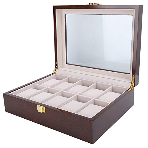 Alinory Caja de Reloj de Aspecto Elegante, Organizador de Reloj de 10 Rejillas, Pulseras para Pendientes