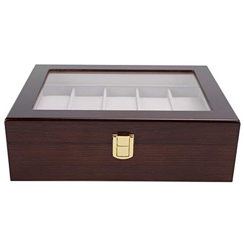 Alinory Caja de Reloj de Aspecto Elegante, Organizador de Reloj de 10 Rejillas, Pulseras para Pendientes